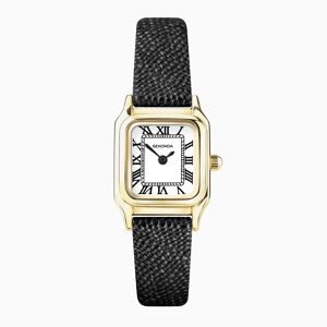 Sekonda Sekonda Monica Ladies Watch   Gold Alloy Case & Black Leather Strap with White Dial   40557