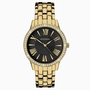 Sekonda Sekonda Charlotte Ladies Watch   Gold Alloy Case & Bracelet with Black Dial   40562