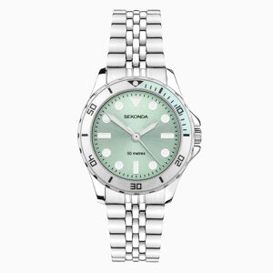 Sekonda Sekonda Balearic Ladies Watch   Silver Alloy Case & Stainless Steel Bracelet with Green Dial   40565