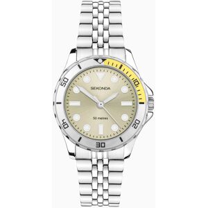 Sekonda Sekonda Balearic Ladies Watch   Silver Alloy Case & Stainless Steel Bracelet with Yellow Dial   40566