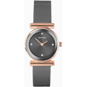 Sekonda Sekonda Ava Ladies Watch   Rose Gold Alloy Case & Grey Stainless Steel Mesh Bracelet with Grey Dial   40585