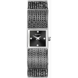 Sekonda Sekonda Crystal Ladies Watch   Silver Alloy Case & Black Bracelet with Black Dial   40604