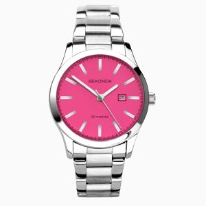 Sekonda Sekonda Taylor Ladies Neon Watch   Silver Alloy Case & Stainless Steel Bracelet with Neon Pink Dial   40613