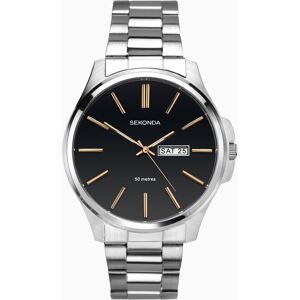 Sekonda Sekonda Classic Men's Watch   Silver Case & Stainless Steel Bracelet with Black Dial   1097