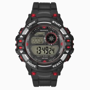 Sekonda Sekonda Digital Men's Watch   Black & Red Case & Plastic Strap with Black Dial   1523