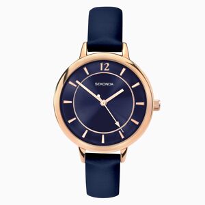 Sekonda Sekonda Classic Ladies Watch   Rose Gold Case & PU Strap with Blue Dial   2136