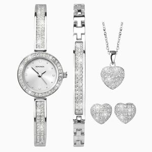 Sekonda Sekonda Ladies Watch 4-Piece Silver Heart Gift Set   Silver Case & Alloy Bracelet with Silver Dial   2528G