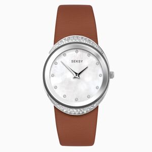 Seksy Seksy Ladies Watch   Silver Case & Leather Strap with White Dial   2920