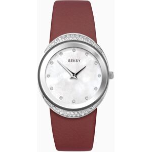 Seksy Seksy Ladies Watch   Silver Case & Leather Strap with White Dial   2921