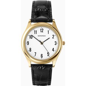 Sekonda Sekonda Easy Reader Men's Watch   Gold Case & Leather Upper Strap with White Dial   3623