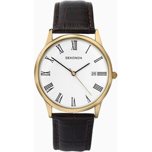 Sekonda Sekonda Classic Men's Watch   Gold Case & Leather Upper Strap with White Dial   3676