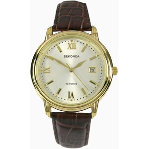 Sekonda Sekonda Men's Watch   Gold Case & Leather Upper Strap with Champagne Dial   3779