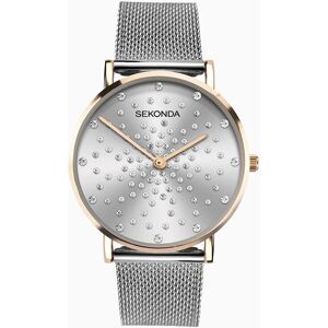 Sekonda Sekonda Celeste Ladies Watch   Rose Gold Case & Stainless Steel Mesh Bracelet with Silver White Dial   40028