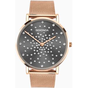 Sekonda Sekonda Celeste Ladies Watch   Rose Gold Case & Stainless Steel Mesh Bracelet with Grey Dial   40029