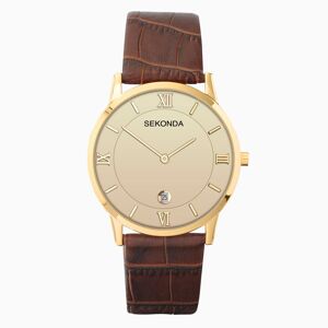 Sekonda Sekonda Classic Men's Watch   Gold Case & Leather Strap with Champagne Dial   1041