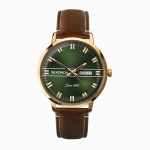 Sekonda Sekonda Originals Men's Watch   Gold Case & Brown Leather Strap with Green Dial   1949