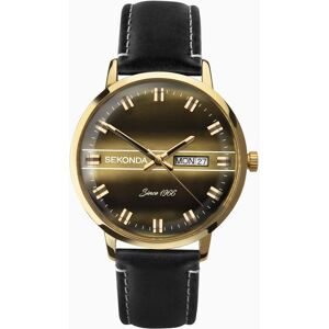 Sekonda Sekonda Originals Men's Watch   Gold Case & Black Leather Strap with Gold Dial   1950