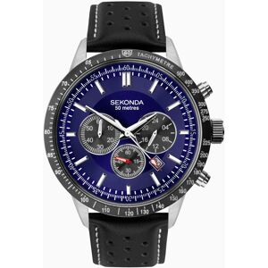 Sekonda Sekonda Velocity Men's Chronograph   Silver Case & Leather Strap with Blue Dial   1971