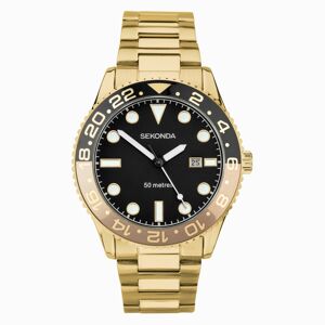 Sekonda Sekonda Ocean Men’s Watch   Gold Alloy Case & Stainless Steel Bracelet with Black Dial   30198