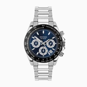Sekonda Sekonda Circuit Chronograph Men’s Watch   Silver Alloy Case & Stainless Steel Bracelet with Blue Dial   30200
