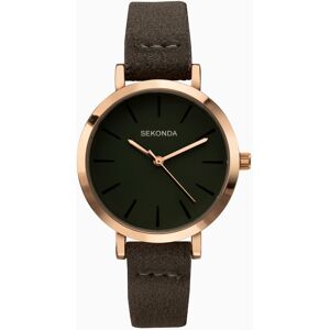 Sekonda Sekonda Minimal Ladies Watch   Rose Gold Case & PU Strap with Green Dial   40300