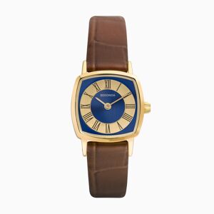 Sekonda Sekonda 1970s Ladies Watch   Gold Case & Brown Leather Strap with Blue Dial   40377