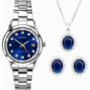 Sekonda Sekonda Catherine Ladies Watch Gift Set   Silver Alloy Case & Stainless Steel Bracelet with Blue Mother of Pearl Dial   49037