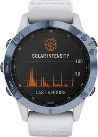 Refurbished: Garmin Fenix 6 Pro Solar Smartwatch - Mineral Blue/Whitestone, B