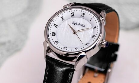 Groupon Goods Global GmbH Sophie and Freda Mykonos Mother-Of-Pearl Genuine Leather Watch