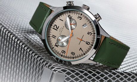 Groupon Goods Global GmbH Elevon Antoine Chronograph Genuine Leather Watch