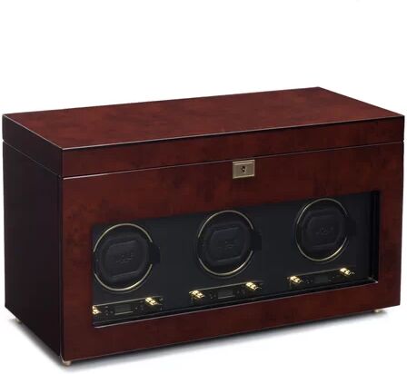 Wolf Savoy Triple Watch Winder WOLF Colour: Burl  - Size: 86cm H X 128cm W X 79cm D