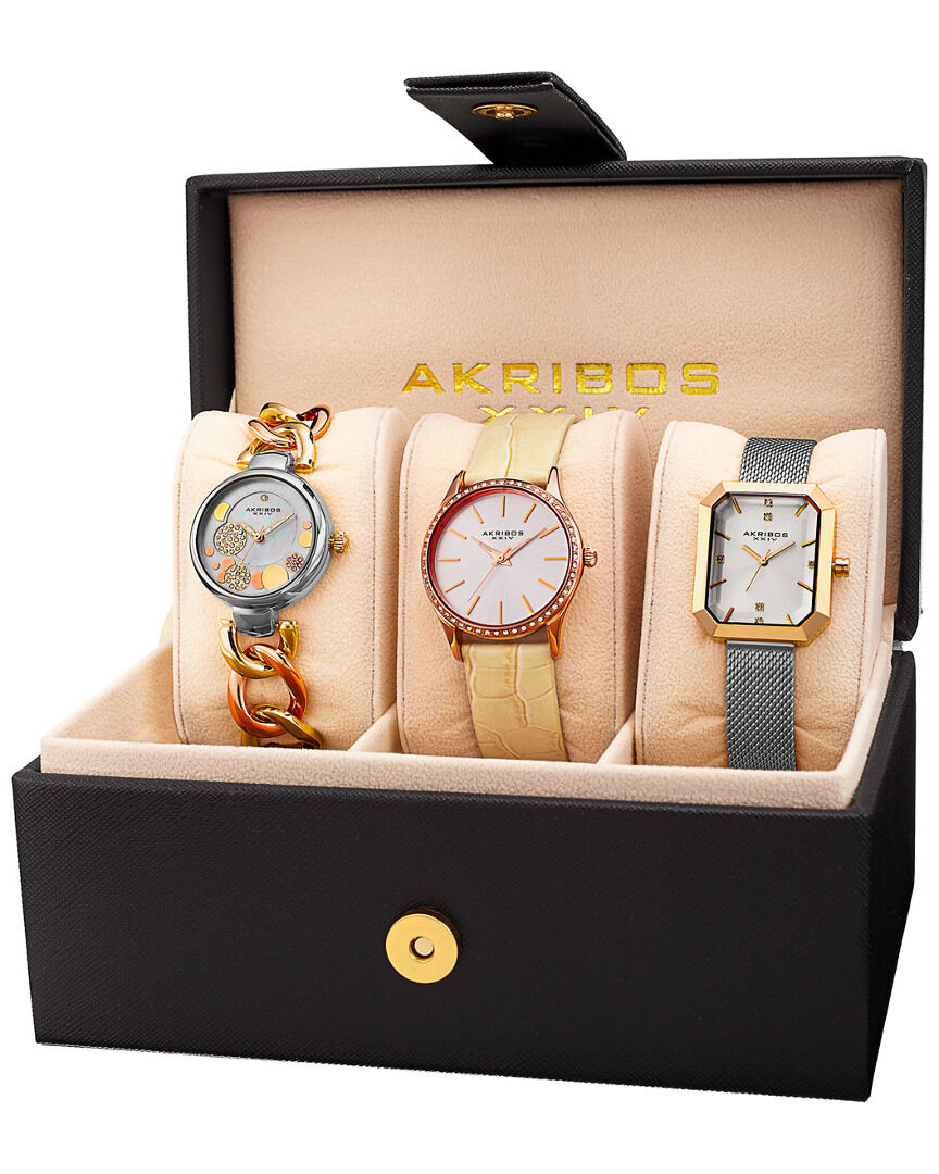 Akribos XXIV Women's Set of 3 Diamond Watches NoColor NoSize