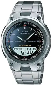 Casio Men's Forester Illuminator Analog & Digital Databank Chronograph Watch - AW80D-1AV, Grey