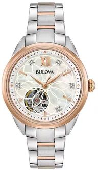 Bulova Women's Diamond Stainless Steel Automatic Skeleton Watch, Multicolor