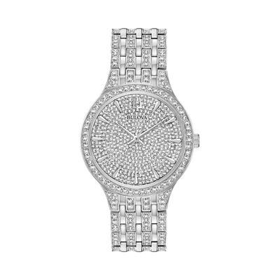 Bulova Men's Silver-Tone Crystal Watch, Size: Large