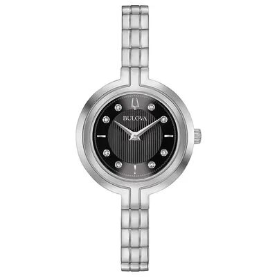 Bulova Women's Rhapsody Diamond Accent Stainless Steel Watch - 96P215, Size: Small, Silver