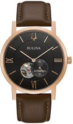 Bulova Men's Automatic Brown Leather Watch - 97A155K, Size: Large