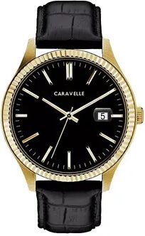 Caravelle by Bulova Men's Leather Watch - 44B118, Size: Large, Black