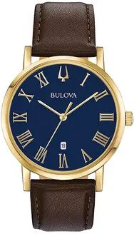 Bulova Men's Classic Slim-Profile Leather Watch - 97B177, Size: Large, Brown