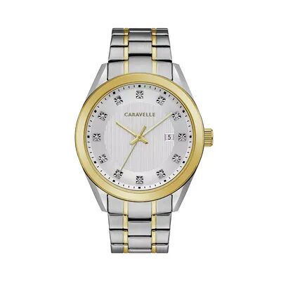 Caravelle by Bulova Men's Crystal Accent Two Tone Stainless Steel Watch - 45B154, Size: Large, Multicolor