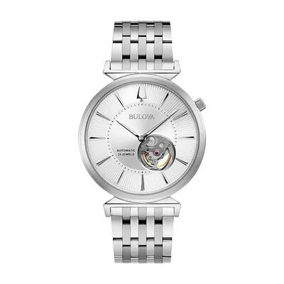 Bulova Men's Regatta Slim Automatic Stainless Steel Watch - 96A235, Size: Large, Silver