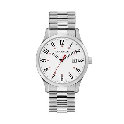 Caravelle by Bulova Men's Easy Reader Stainless Steel Expansion Watch - 43B153, Size: Large, Grey