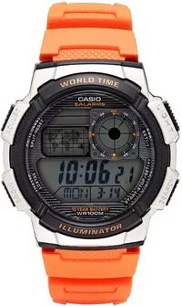 Casio Men's World Time Digital Chronograph Watch - AE1000W-4BVCF, Orange