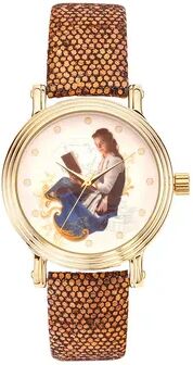 Disney s Beauty and the Beast Princess Belle Women's Sequin Leather Watch, Size: Medium, Yellow