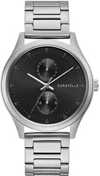 Caravelle by Bulova Men's Stainless Steel Black Dial Watch - 43C121, Size: Large, Grey