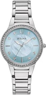 Bulova Women's Mother-of-Pearl & Crystal Watch - 96L288, Size: Medium, Silver