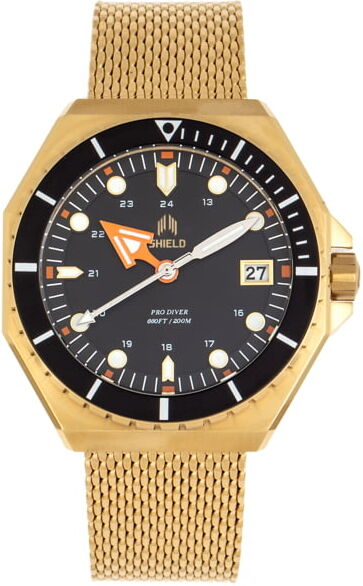 Photos - Wrist Watch Shield Marius Bracelet Diver Watch w/Date - Mens, Black/Gold, One Size, SL 