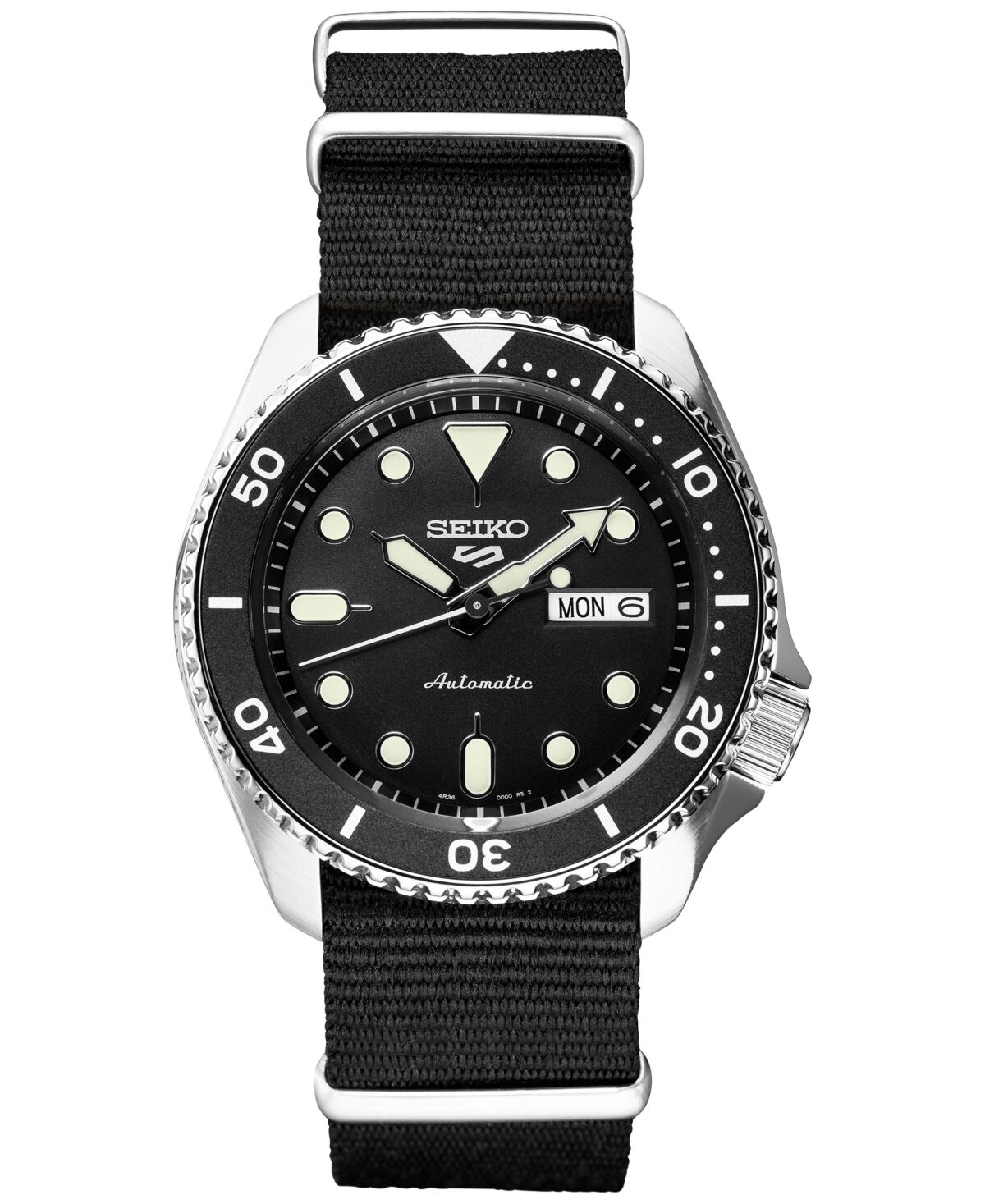 Seiko Limited Edition Seiko Men's Automatic 5 Sports Black Nylon Strap Watch 42.5mm, Created for Macy's - Black