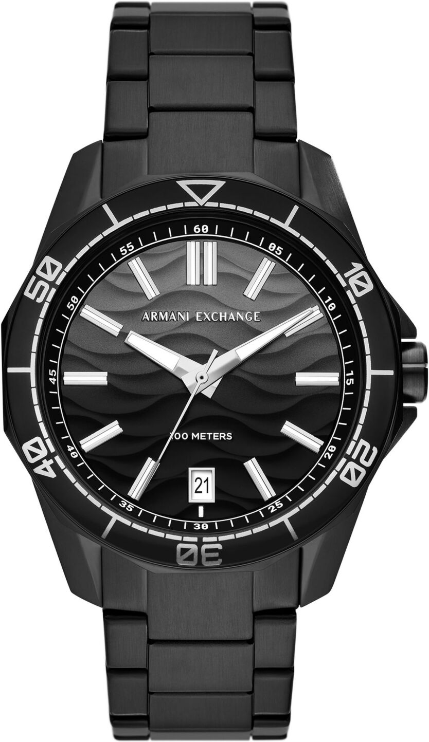 A|x Armani Exchange A X Armani Exchange Men's Quartz Three Hand Date Black Stainless Steel Watch 44mm - Black