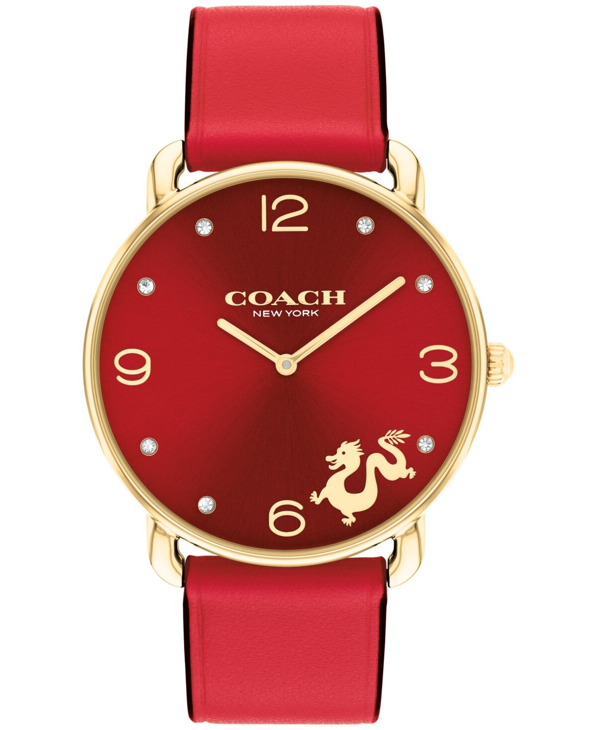 Coach Women's Elliot Lunar New Year Red Leather Strap Watch 36mm - Red